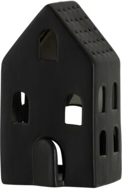 J-Line Waxinelichthouder Huis Caroline Zwart 10 X 8 X 17,5 Cm