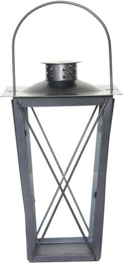 Esschert Design Lantaarn Fancy Flames Antraciet 17 X 17 X 30,3 Cm