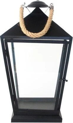 Esschert Design Lantaarn Fancy Flames Zwart 24,6 X 24,6 X 45,6 Cm