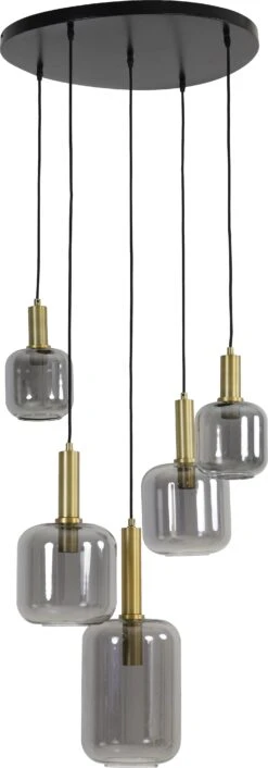 Light & Living Hanglamp Lekar Grijs / Goud 66 X 66 X 80 Cm