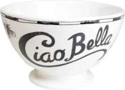 Blond Amsterdam Kom Ciao Bella Wit / Zwart D 15,5 H 10 Cm