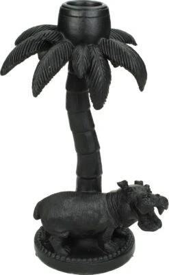 HD Collection Kandelaar Nijlpaard Zwart 11 X 10 X 18 Cm