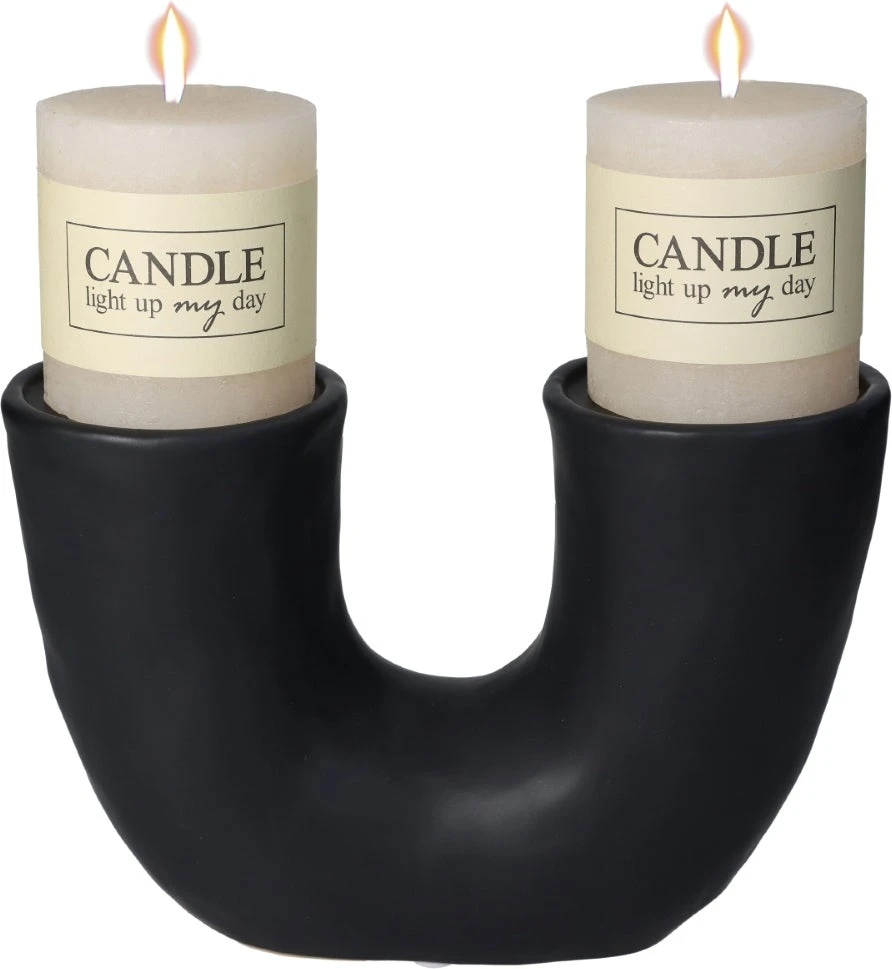 HD Collection Kandelaar Zwart 23 X 9 X 15,5 Cm 6 HD Collection Kandelaar Zwart 23 X 9 X 15,5 Cm - Afbeelding 4