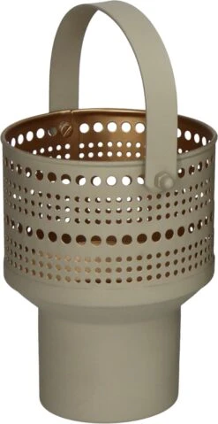 HD Collection Waxinelichthouder Op Voet Beige 14 X 12 X 15 Cm