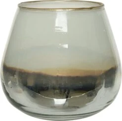 Decoris Waxinelichthouder Wit / Zilver D 14 H 14 Cm