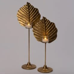 Intratuin Kandelaar Blad Goud 18,5 X 11,8 X 40,5 Cm -Lauraa Winkel 8720196191925 1