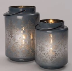 Intratuin lantaarn Sneeuwvlokken Blauw Met 1 LED Lampje Warm Wit D 14,2 H 21 Cm -Lauraa Winkel 8720196203147 1