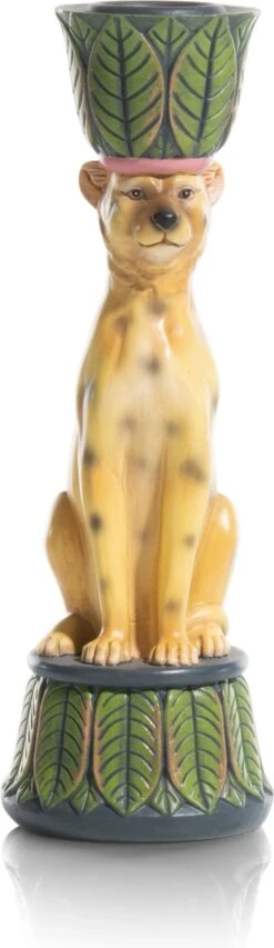 Coco Maison Kandelaar Rudo Goud / Groen 3 X 3 X 17 Cm